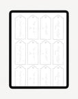 A sample page shown on an ipad - from the Lettering Guide: Christmas Gift Tags by Gemma Milly