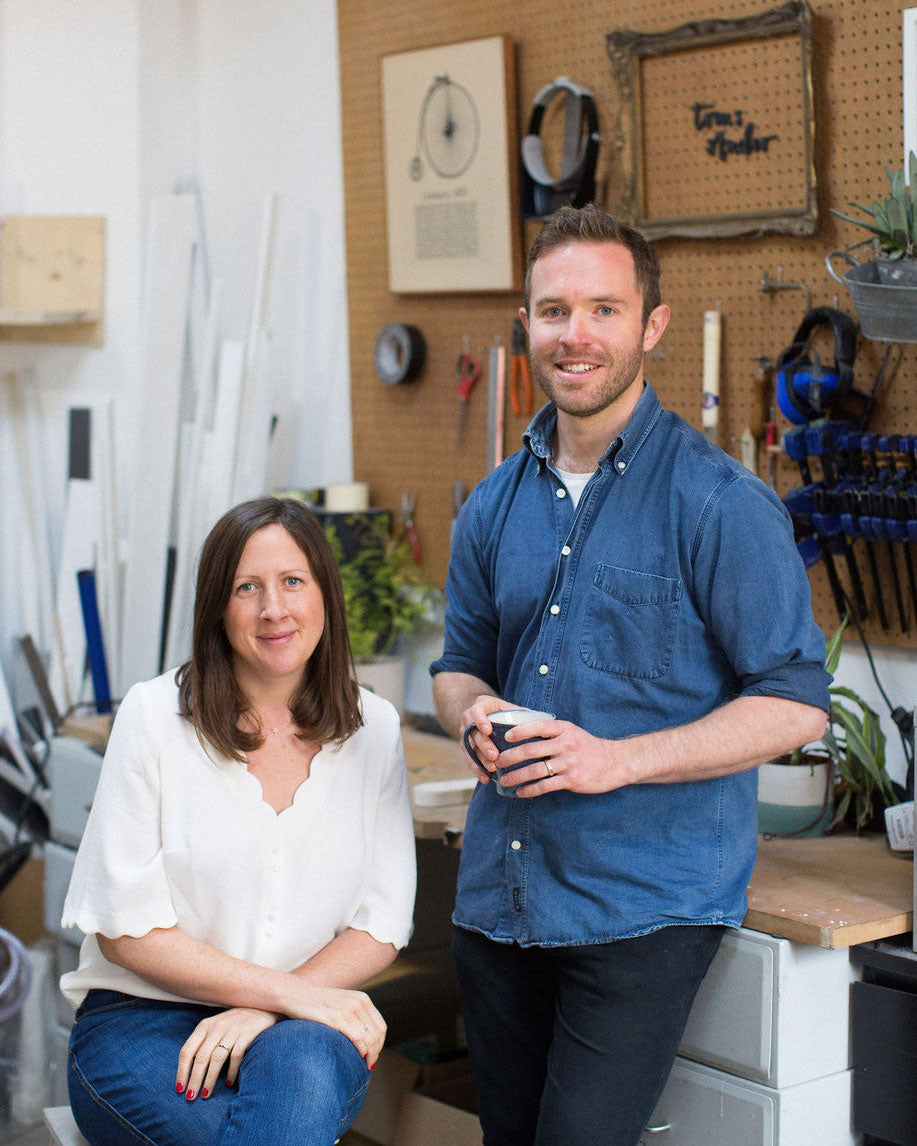 Tom and his wife in the workshop where the first pens were made