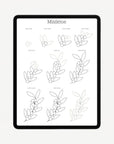 A sample page shown on an ipad - from the Christmas Wreath: Festive Drawing Guide by Emma Webb