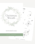 Cover and sample page from the Christmas Wreath: Festive Drawing Guide by Emma Webb