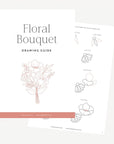 Cover and sample page from the Floral Bouquet: Drawing Guide by Emma Webb