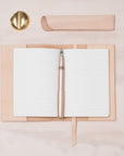 Handmade by Edward De Lacy: leather notebook / journal in natural. Open with Studio Fountain Pen.