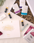Contents of the Lumos Mini Gift Set including the Lumos Mini refillable pen in Sage, the Studio Pad and set of three mini 5ml fountain pen inks