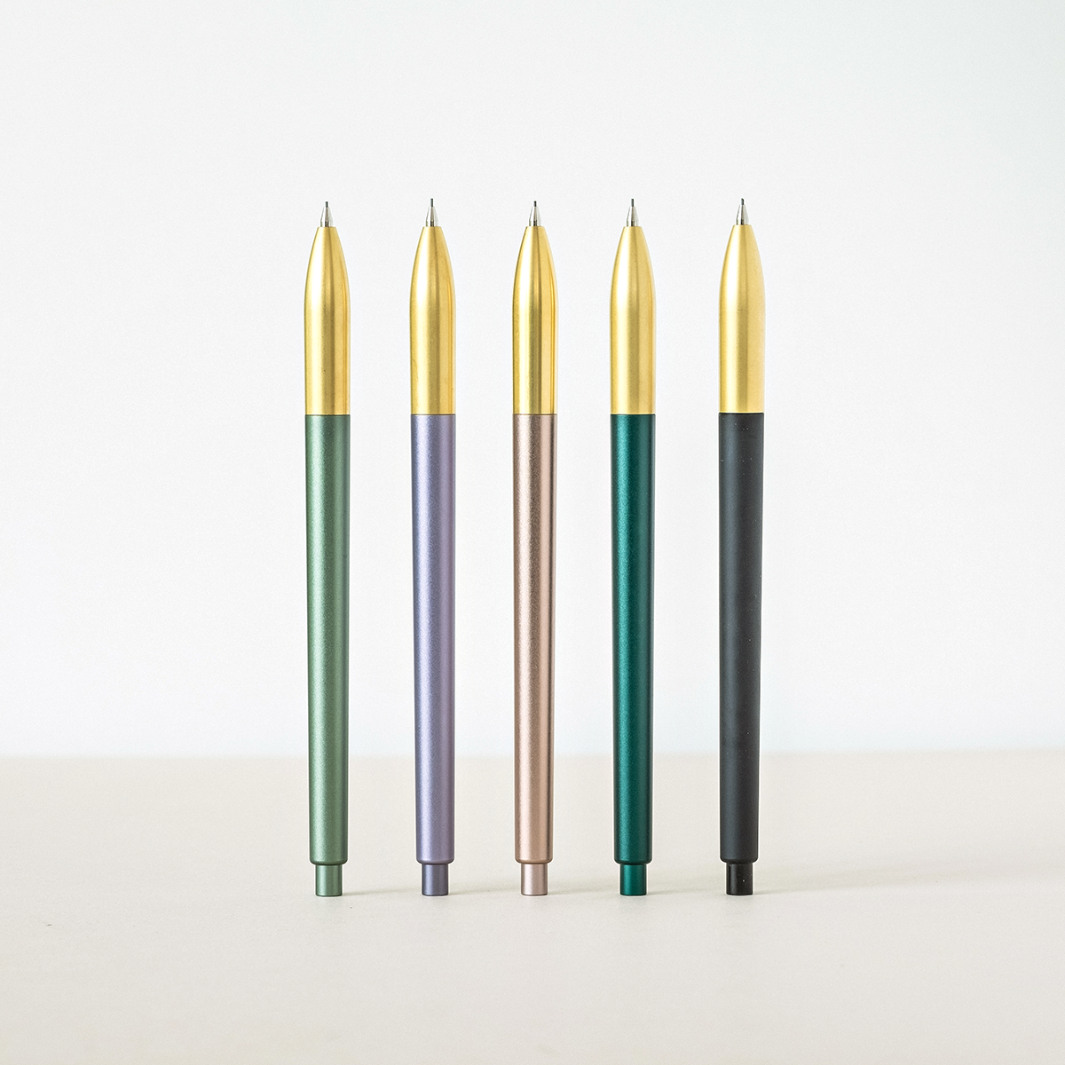 Tom's Studio Mechanical Pencil in (left to right) Sage, Lilac, Blush, Ivy and Black