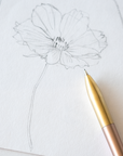 Tom's Studio Mechanical Pencil in Blush with an illustration of a poppy