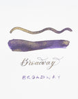 Swatch of Broadway purple shimmer fountain pen ink