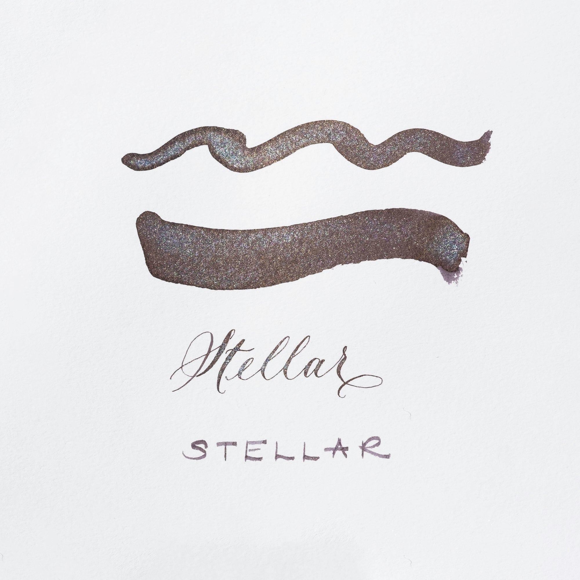 Swatch of Stellar black shimmer fountain pen ink