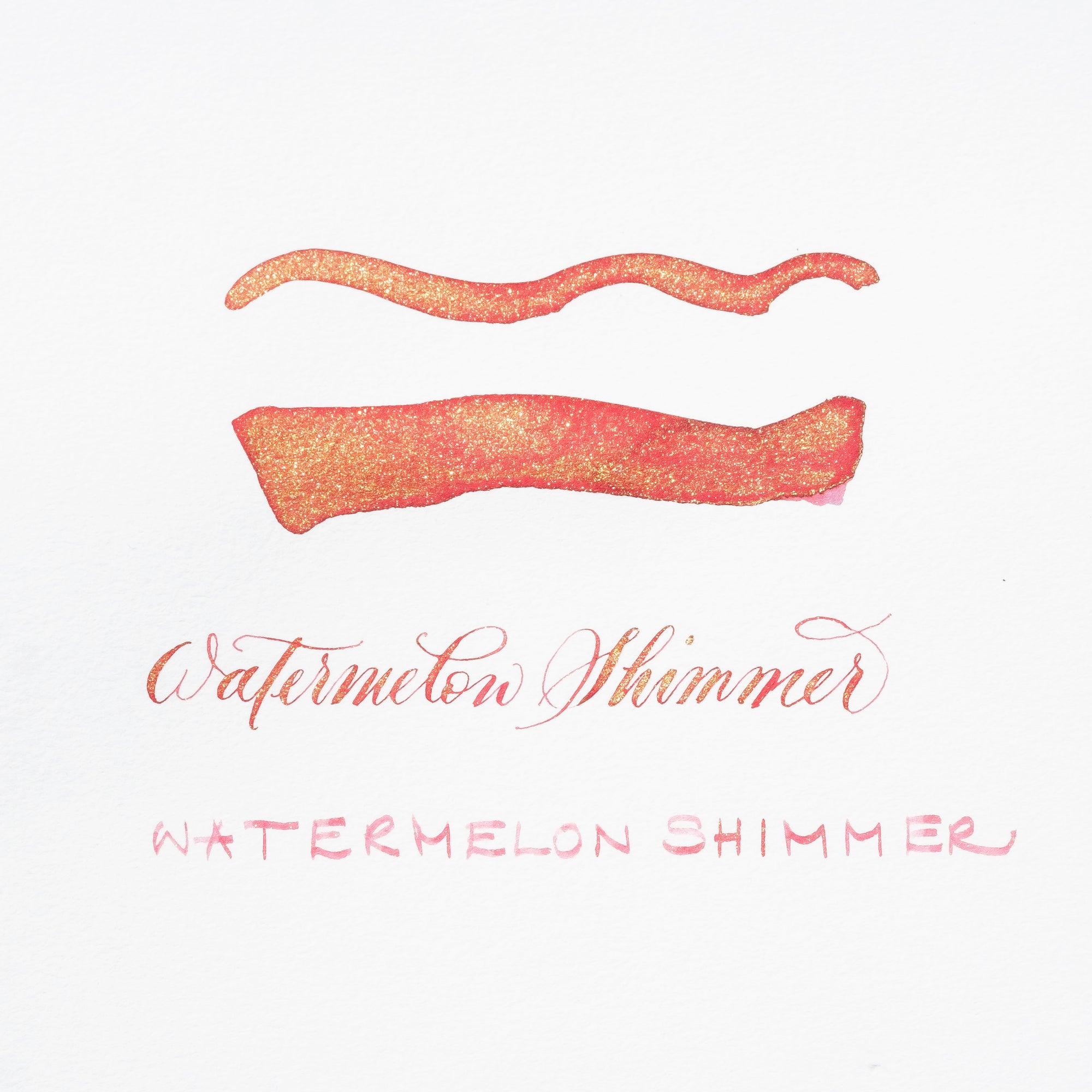 Swatch of Watermelon pink shimmer fountain pen ink