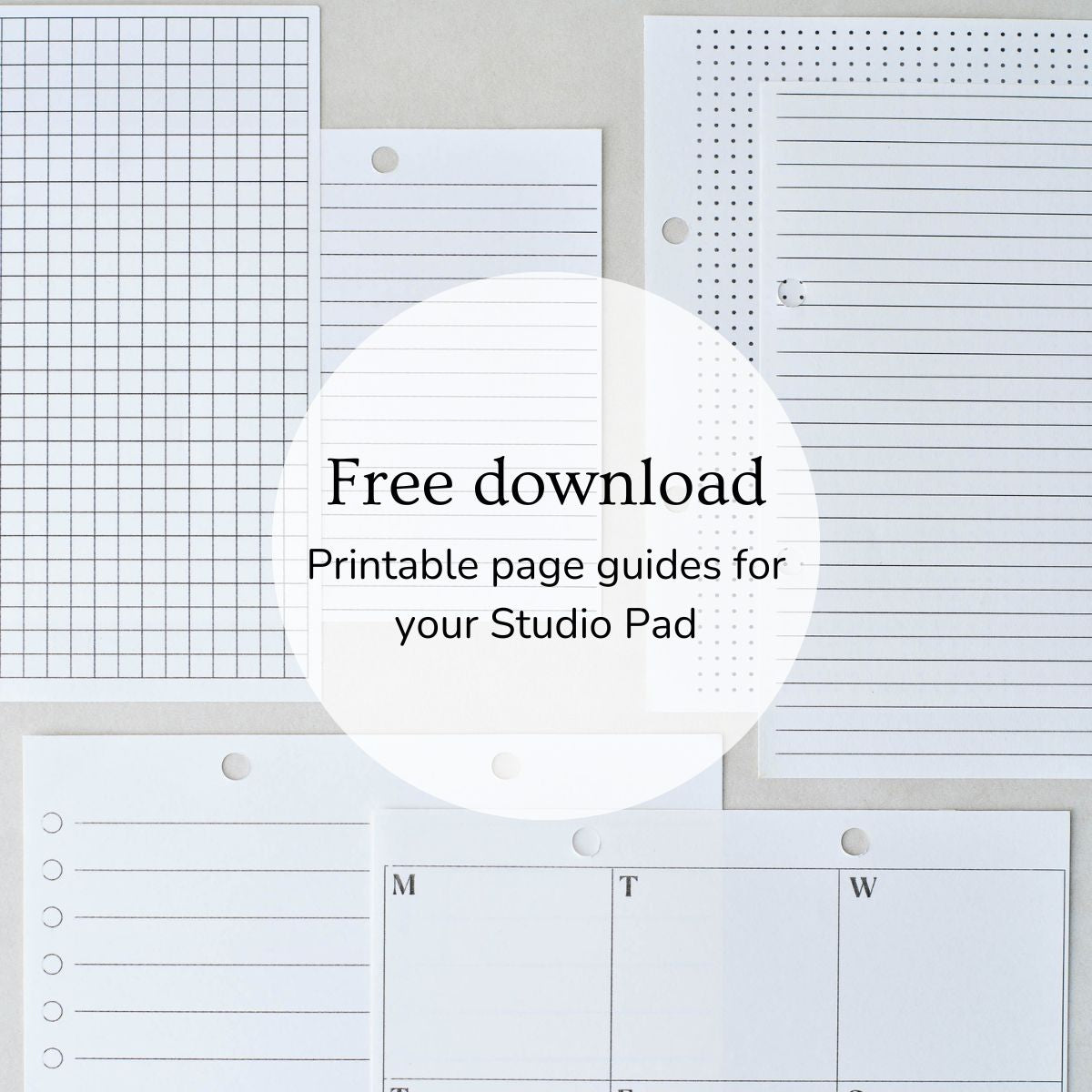 Download free page guides for the Studio Pad refillable, customisable notebook and organiser