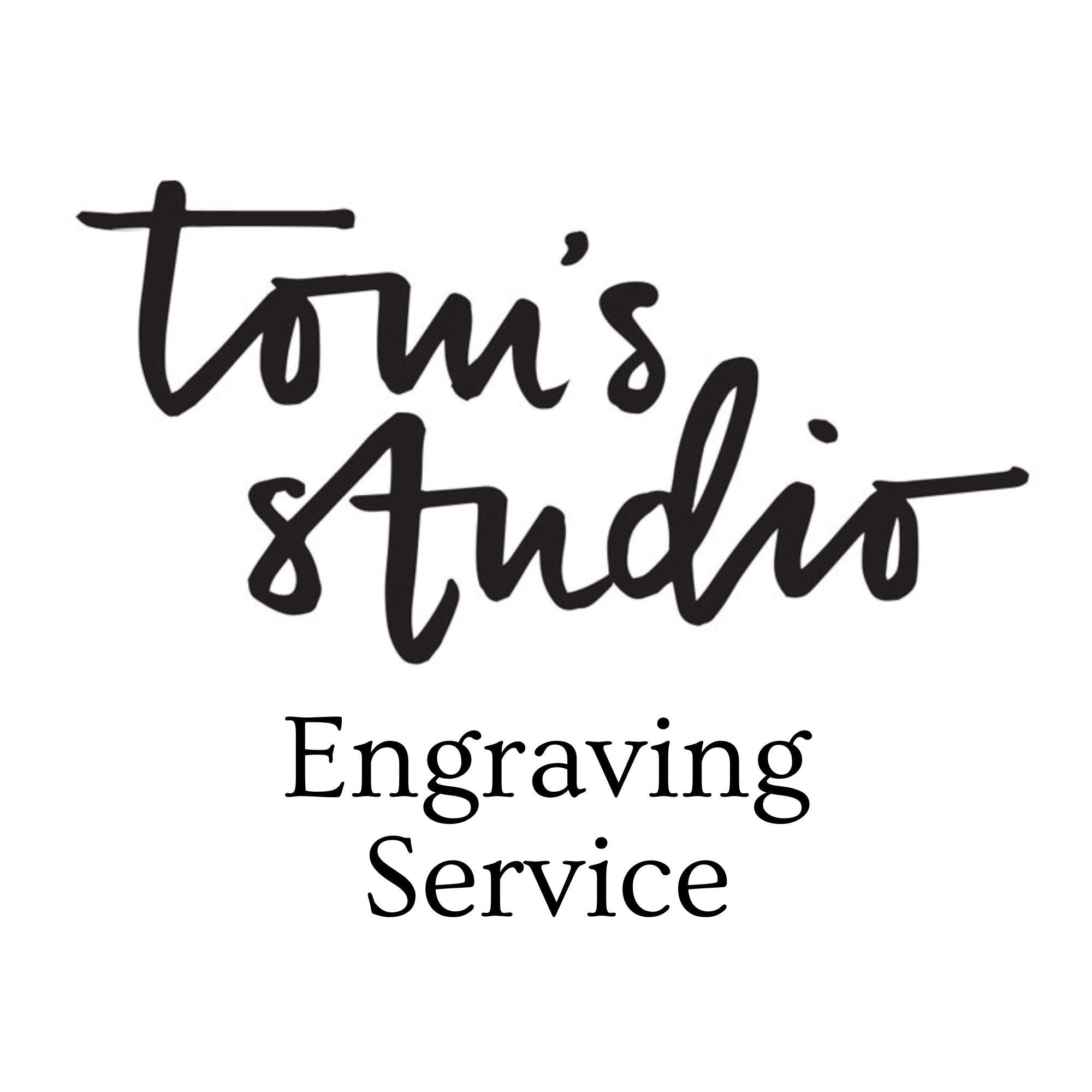 The Tom's Studio engraving service - available for the Lumos range, Studio Fountain Pen, Pocket Fountain Pen, Wren and Mechanical Pencil