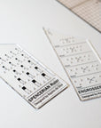 The Engrosser and Spencerian calligraphy ruler by Aquino da Silva shown with mechanical pencil