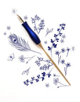 The bloom straight calligraphy pen in bluebell on a background of illustration in ink