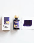 Tom's Studio Constellation Fountain Pen Ink – featuring the packaging, bottle and a swatch on paper