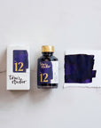 Tom's Studio Juniper Fountain Pen Ink – featuring the packaging, bottle and a swatch on paper