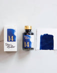 Tom's Studio Marianas Fountain Pen Ink – featuring the packaging, bottle and a swatch on paper