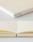 MD Notebook Journal – showing closed spine and spine open to show flat-laying pages