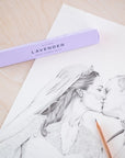 A box of lavender scented pencils on a drawing of kate middleton