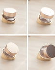 Tilt Solid Brass Ink Pot Holder with rose fold lidded ink pot – shown in four positions
