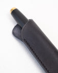 Detail of the Leather Pen Sleeve for the in Black with the Studio Fountain Pen in Black