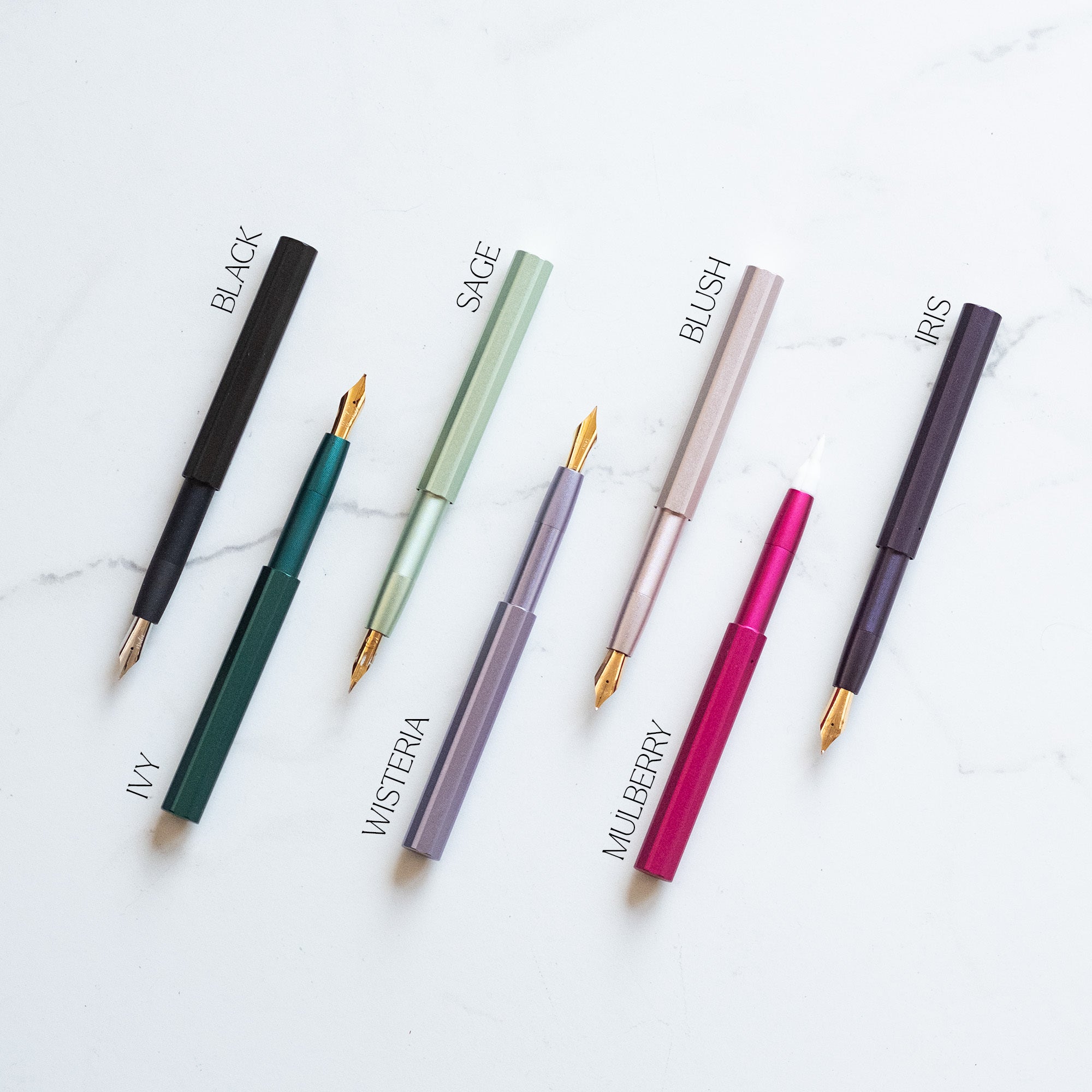 The Pocket Fountain Pen with colour names