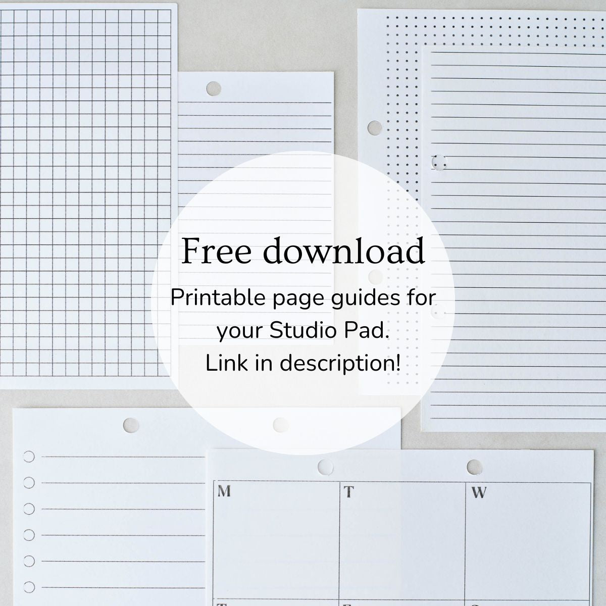 Download free page guides for the Studio Pad refillable, customisable notebook and organiser