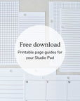 Download free page guides for the Studio Pad refillable, customisable notebook and organiser