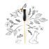 The Bloom calligraphy pen with oblique nib setting in Black on a background of illustrations in ink