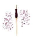 The bloom straight calligraphy pen in mulberry on a background of illustration in ink