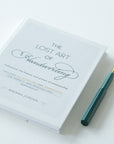 The Lost Art of Handwriting by Brenna Jordan - book pictured with the Pocket Fountain Pen in Ivy.