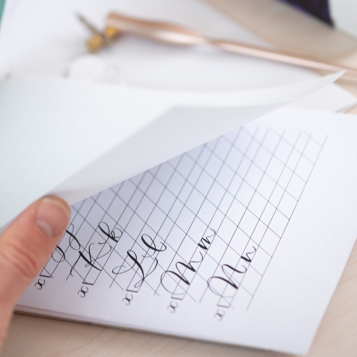 An example of modern calligraphy in the Tom's Studio A5 calligraphy practice pad