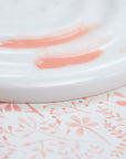 close up of a fine bone china artists paletre on a watercolour pattern