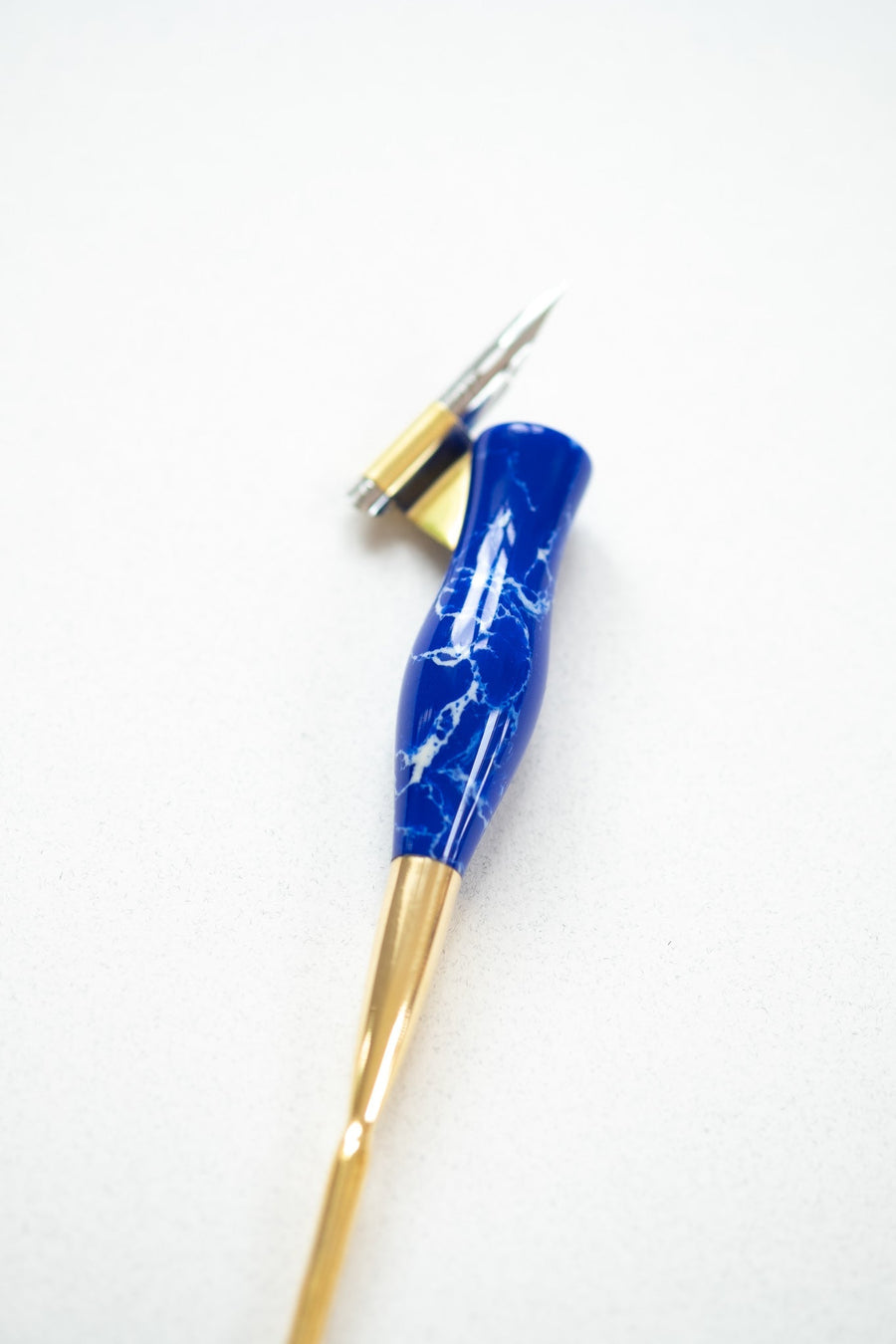 Close up of Limited edition oblique calligraphy pen -Lapis Lazuli Marble