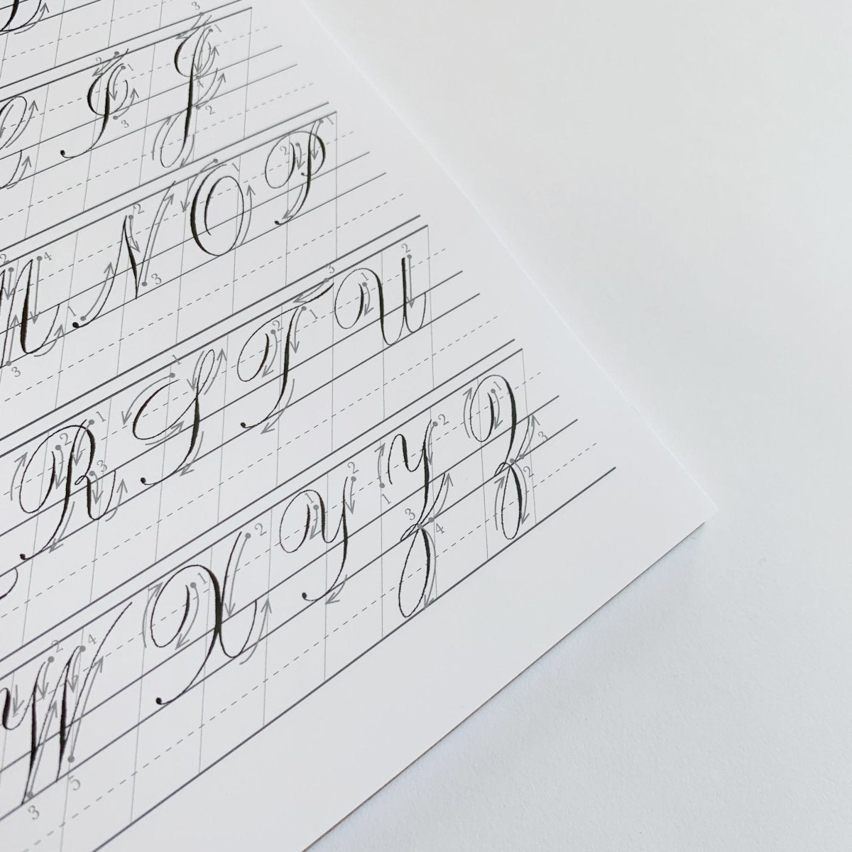 A full alphabet from the Copperplate Practice Pad by Logos Calligraphy - Uppercase Letters