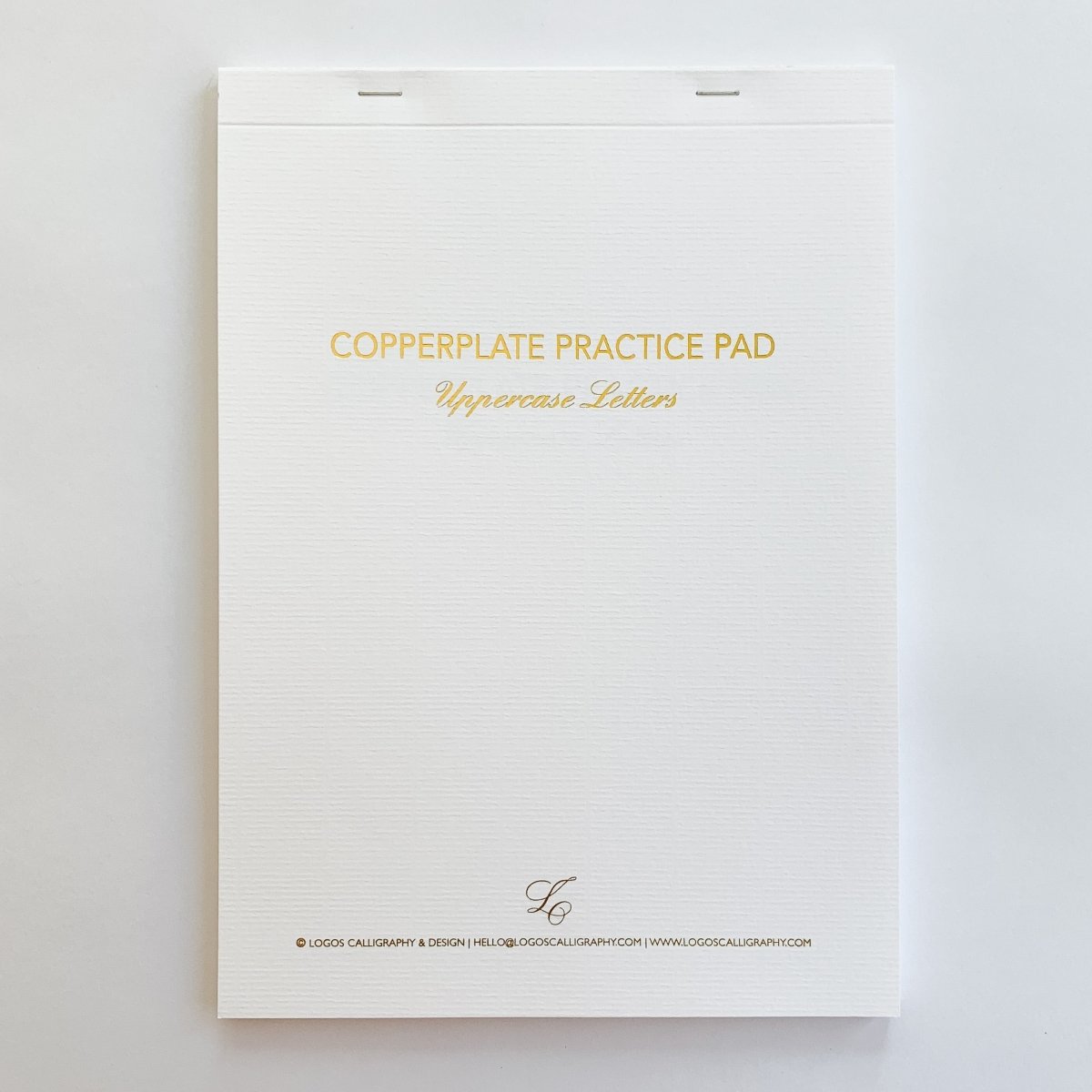 Cover of the Copperplate Practice Pad by Logos Calligraphy - Uppercase Letters