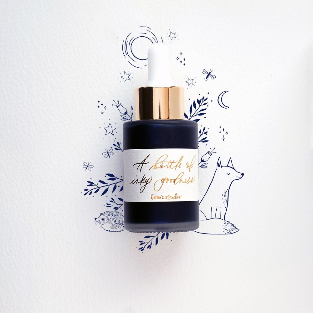 Midnight - Calligraphy Ink in bottle with illustration in ink