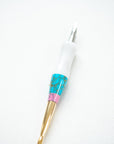 Pink + Turquoise - Marble Straight handmade calligraphy pen close up