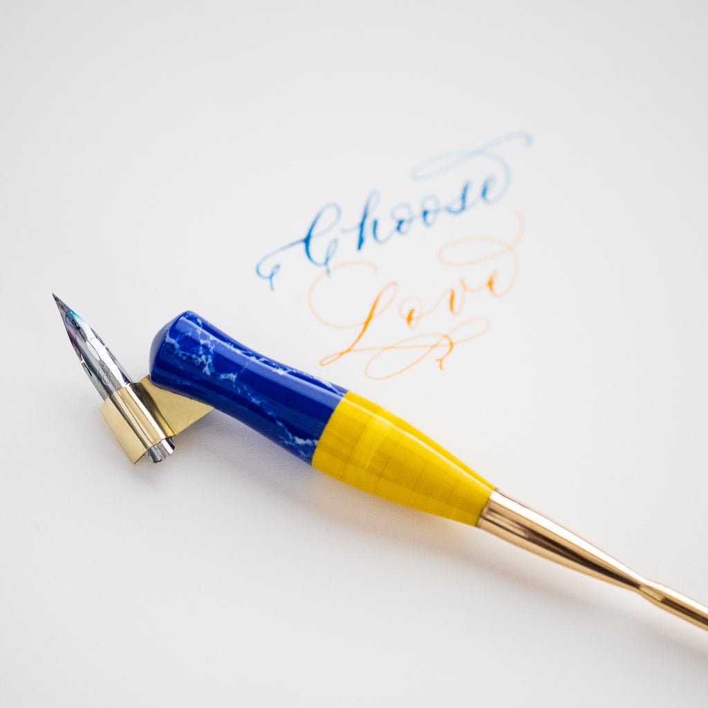 Special edition oblique Ukraine charity raffle oblique nib calligraphy pen