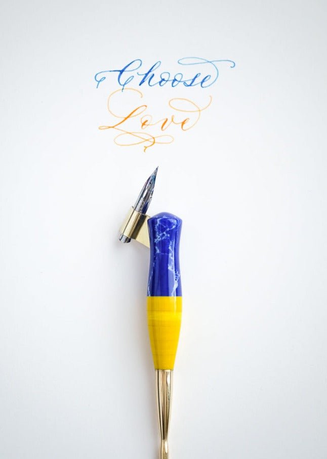 Special edition oblique calligraphy pen Ukraine charity raffle 
