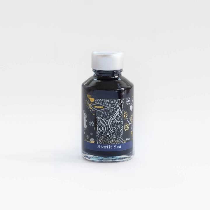 A 50ml bottle of Starlit Sea blue Shimmer Fountain Pen Ink