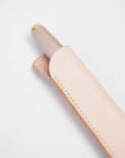 Detail of the Leather Pen Sleeve for the in Natural with the Studio Fountain Pen in Blush