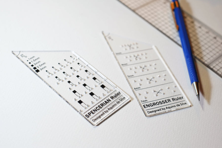 The engrosser and spencarian calligraphy rulers with a mechanical pencil