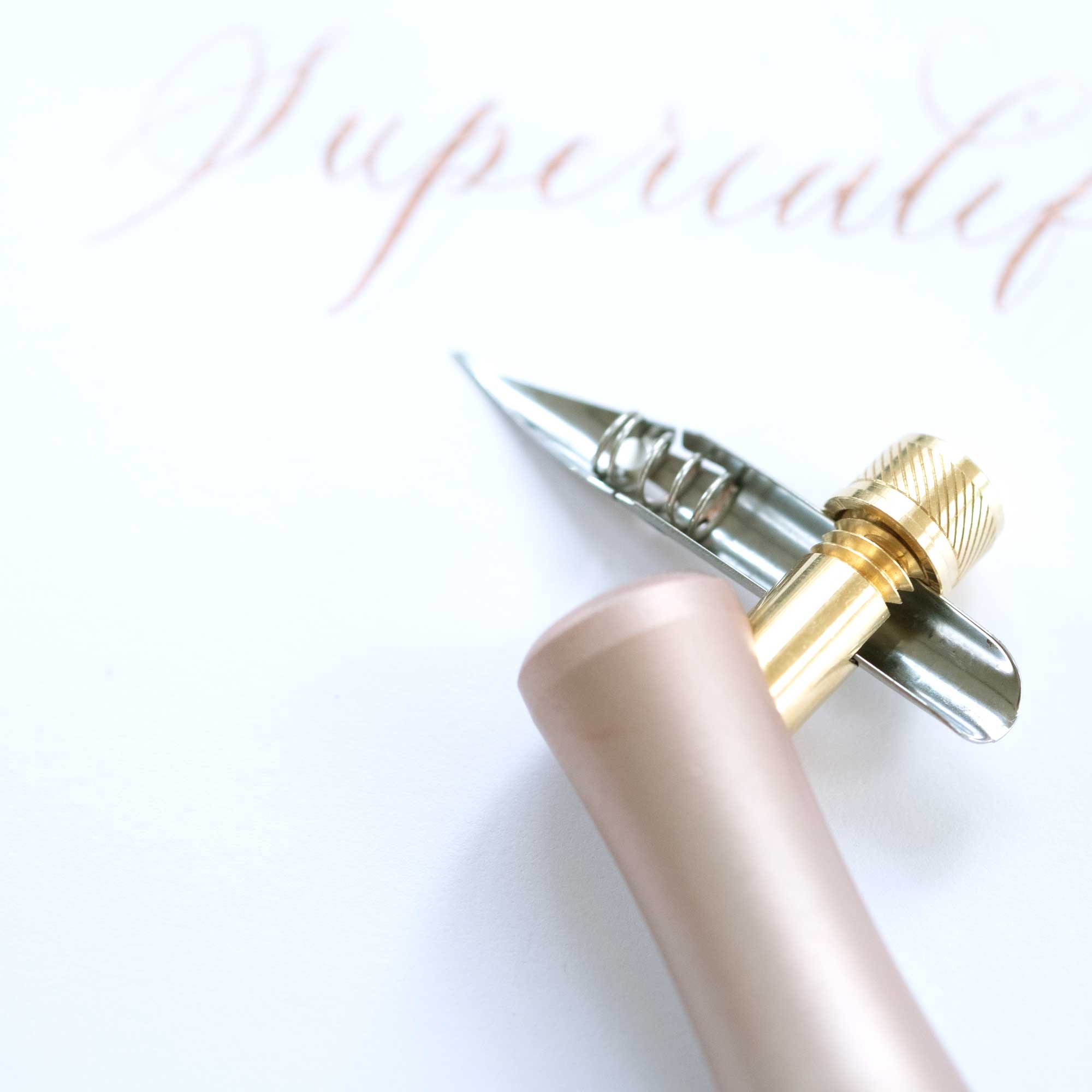 A detail shot of the 'One Dip Wonder' ink reservoir used on an oblique Flourish calligraphy pen