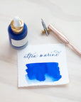 Ultra Marine - Calligraphy Ink in bottle with swatch showing the ink colour